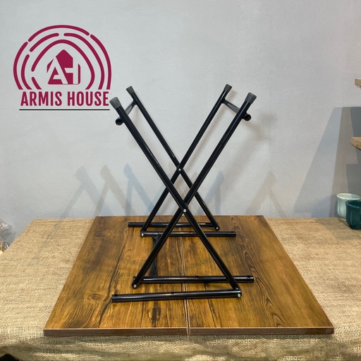 میز تاشو پایه فلزی روکش چوبی MDF ( کوتاه ) مسافرتی سبک