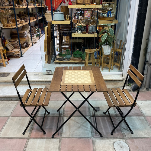 میز  بازی تخته  و شطرنج تاشو همراه با صندلی